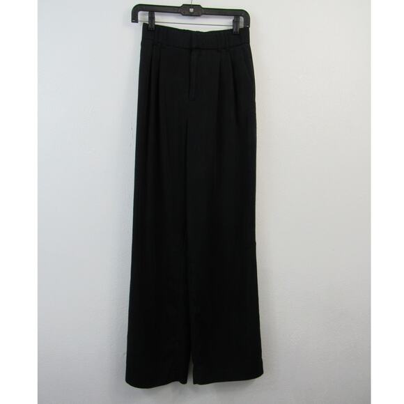 Zara XS Black Trouser Pants Pleated High Rise Wide Leg Comfort - Picture 1 of 6